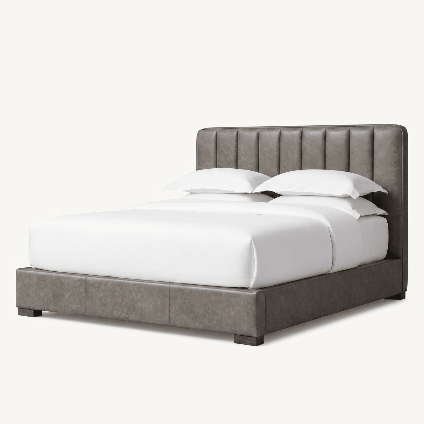 Vertical Channel Tufted Leather Bed