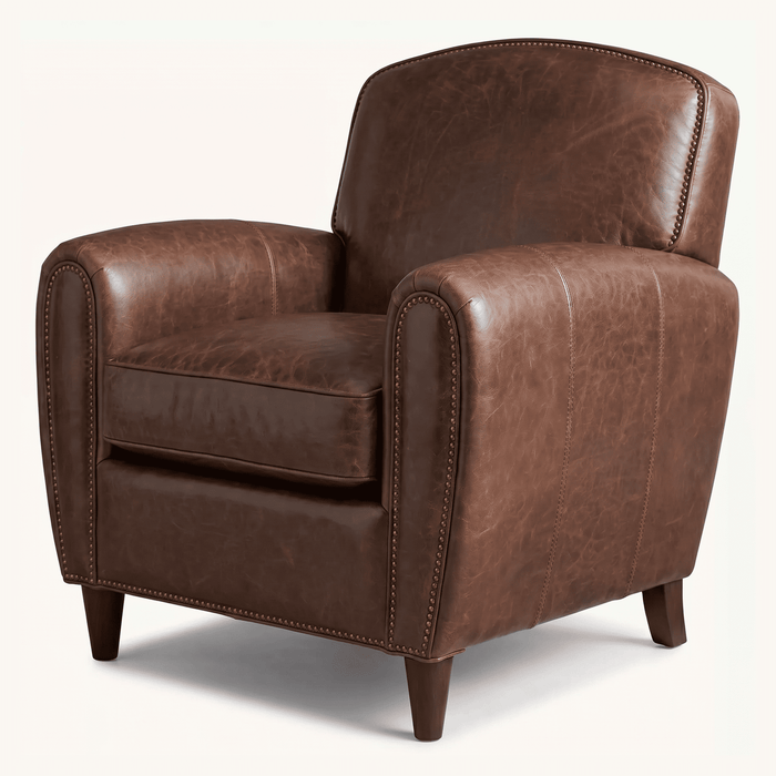 Nailhead Trim Vintage Leather Armchair