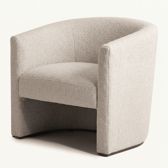 Modern Barrel-Style Boucle Armchair