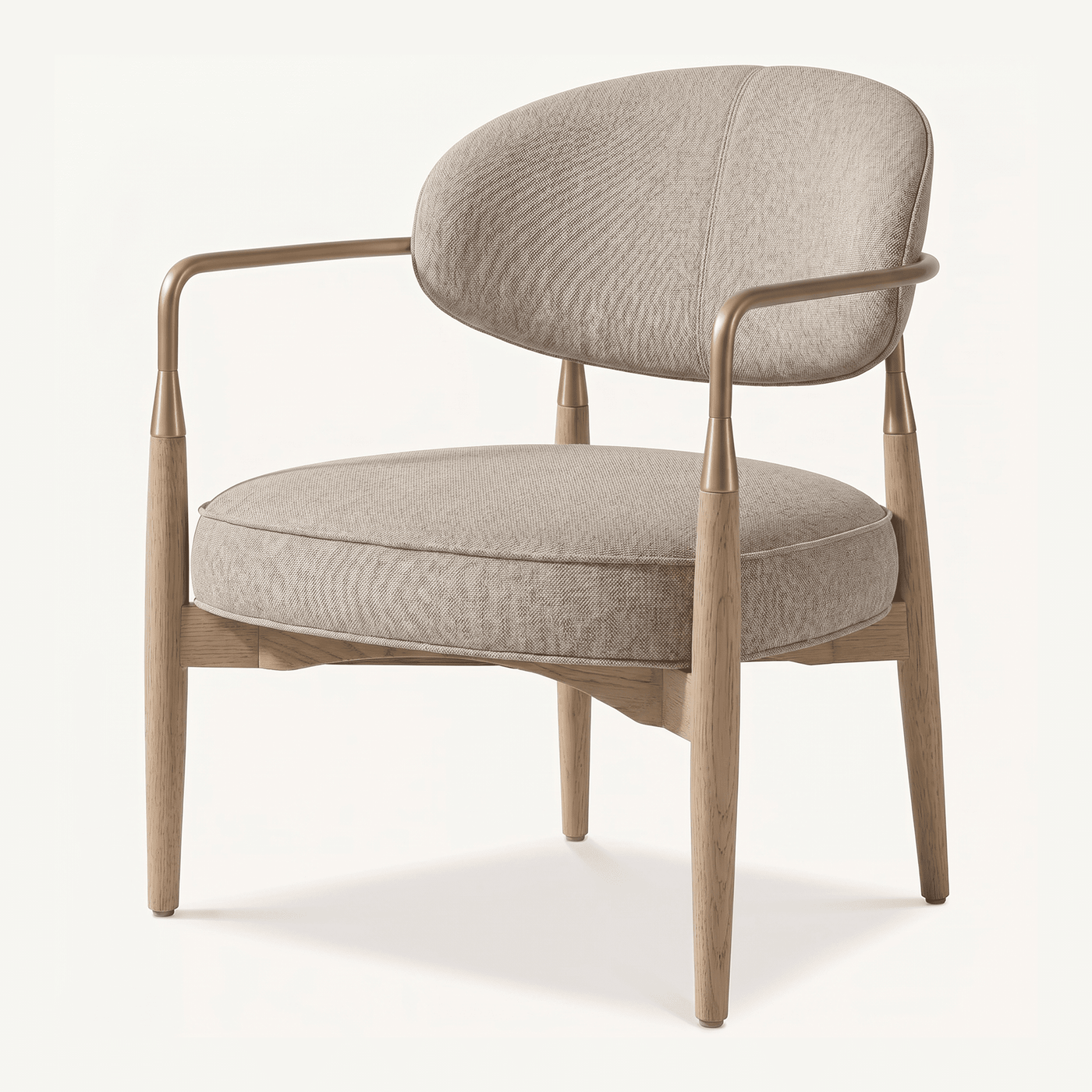 Metal & Wood Frame Mid-Century Fabric Chair