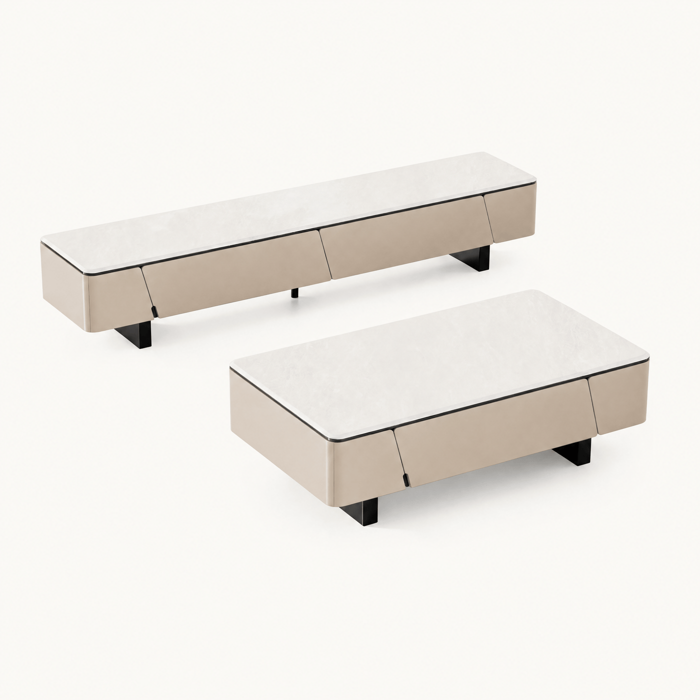 Low Wide Stone Top Media Console