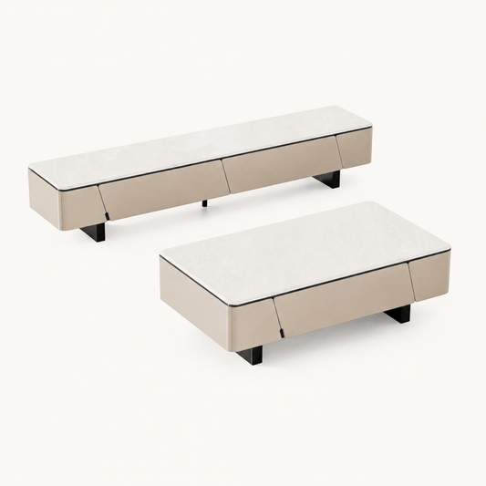 Low Wide Stone Top Media Console