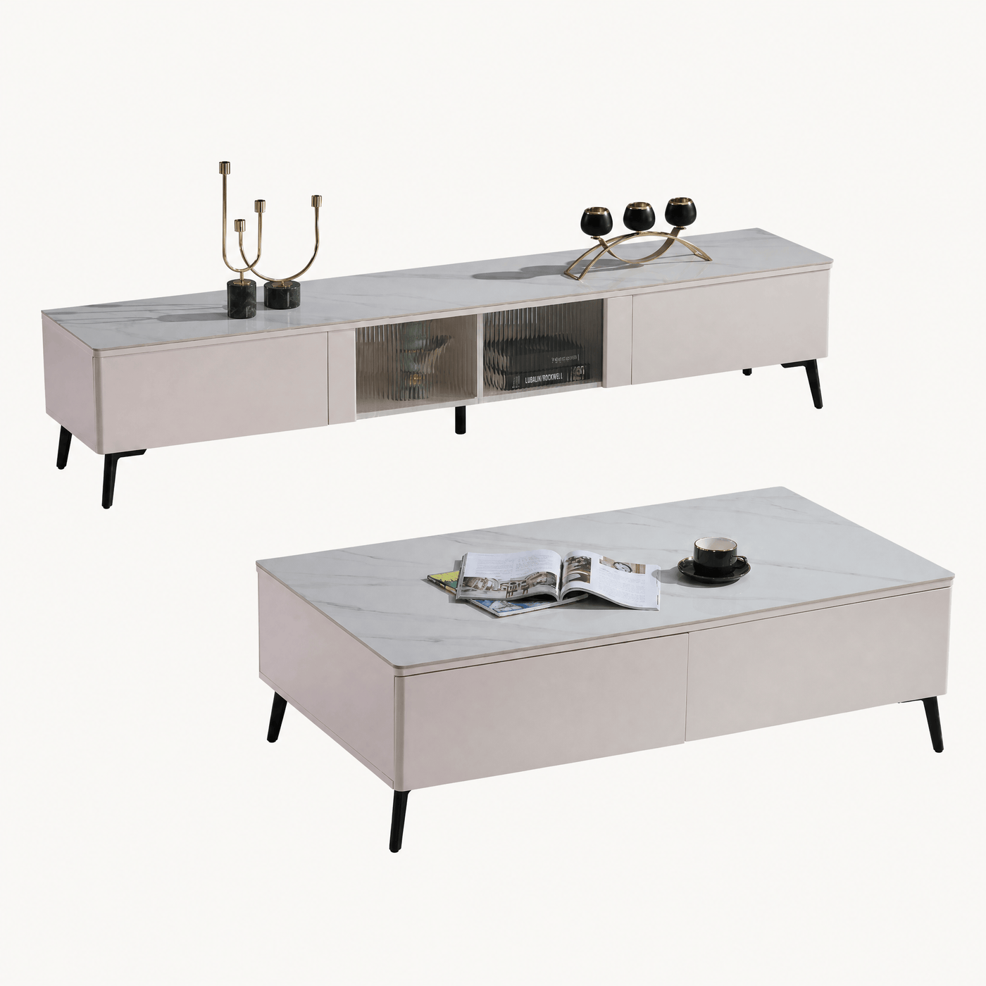 Minimal Open Shelf Media Console