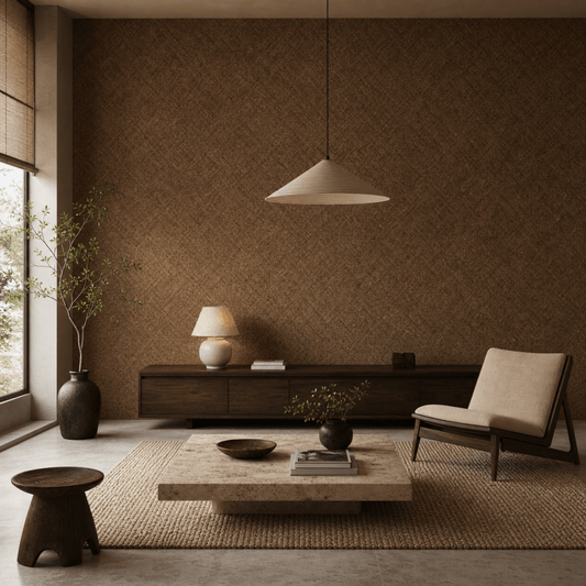 Amber Woven Crosshatch Grasscloth Feature Wallcovering