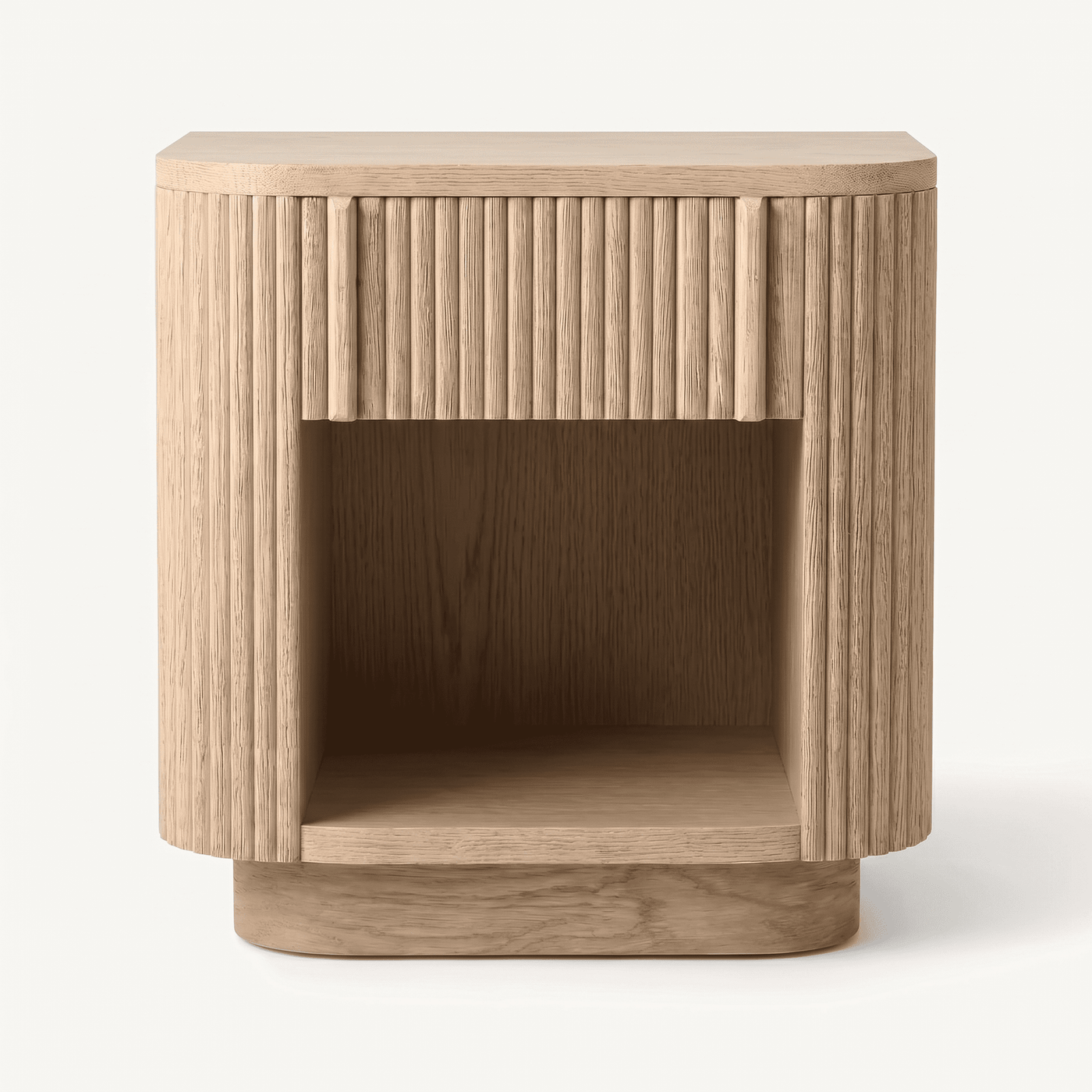 Fluted Oak Open Shelf Nightstand