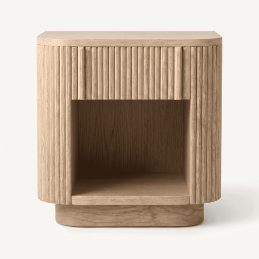 Fluted Oak Open Shelf Nightstand