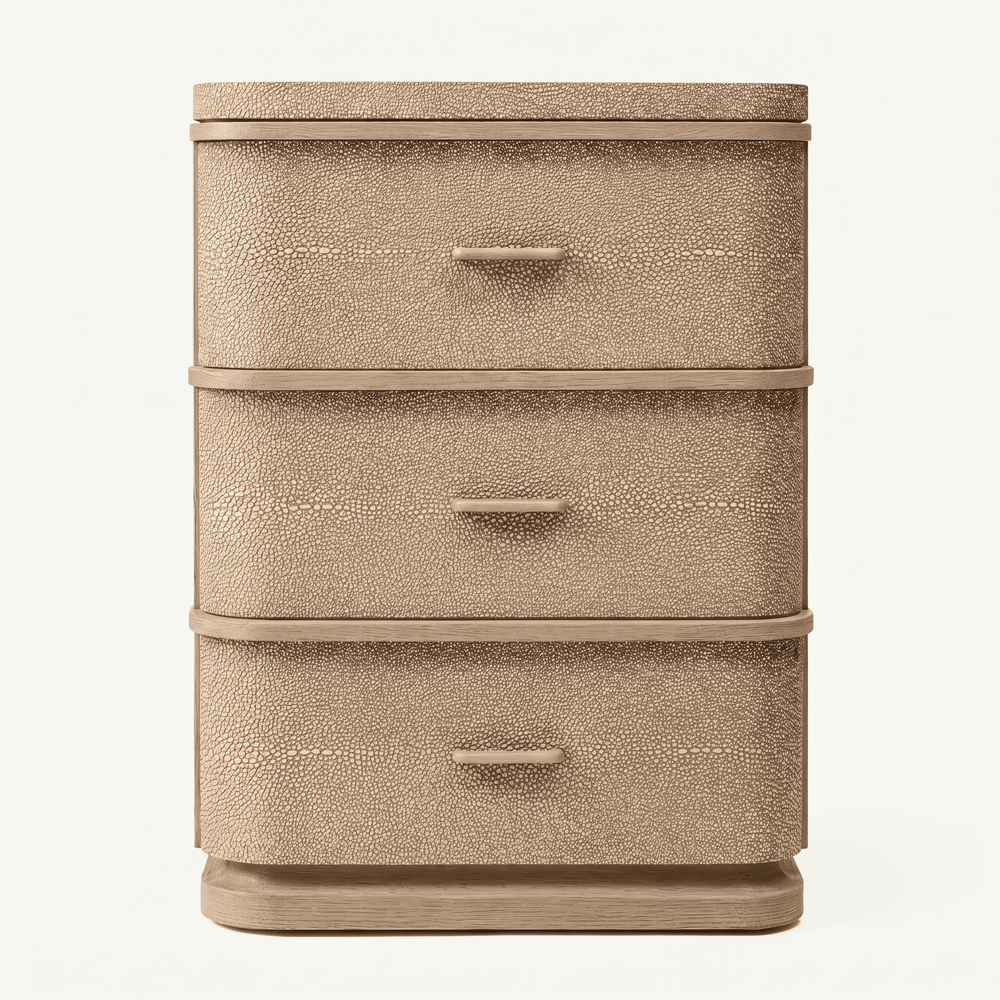 Shagreen-Effect Oak Three-Drawer Nightstand