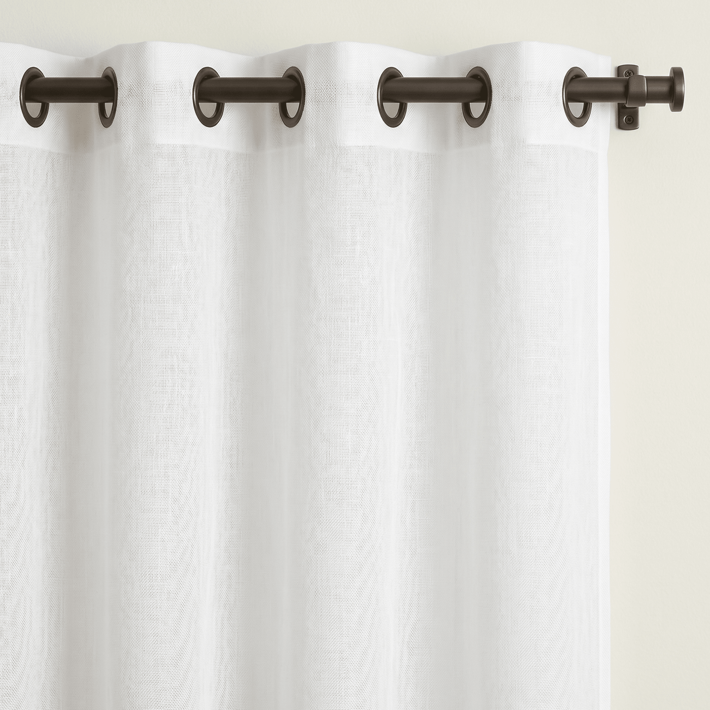 Sheer White Linen Look Light Filtering Curtain