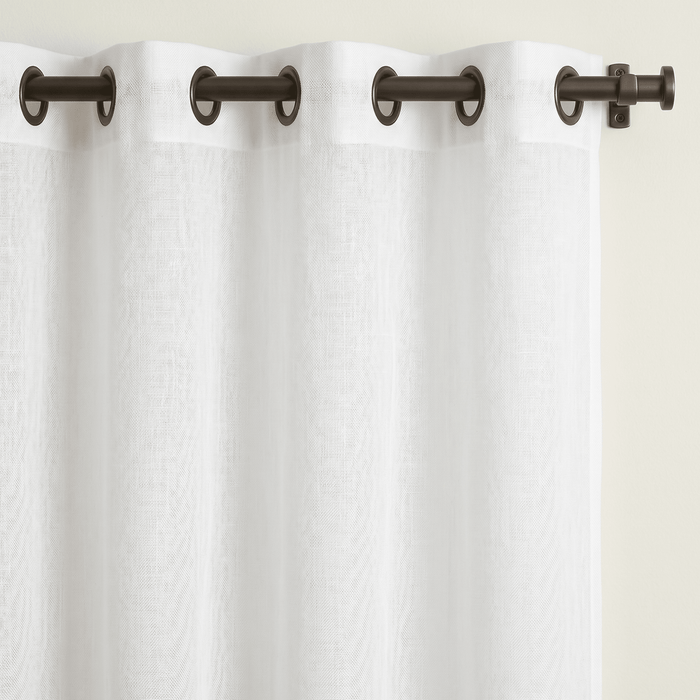 Sheer White Linen Look Light Filtering Curtain