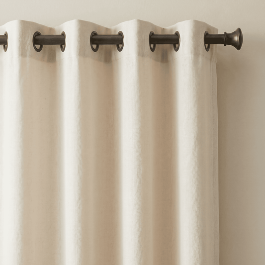 Cream Matte Blackout Woven Curtain Fabric