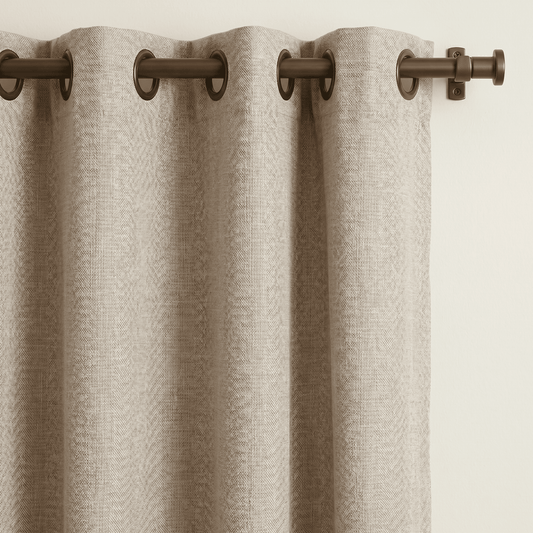 Light Gray Herringbone Linen Blend Curtain