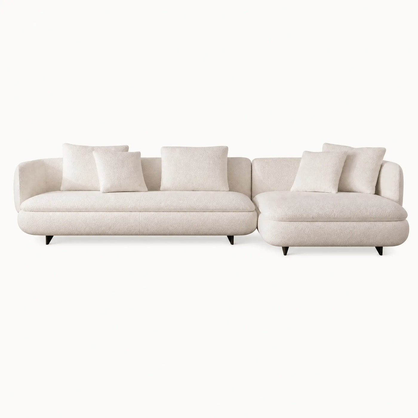 Rounded Arm L-Shaped Plush Sectional Sofa