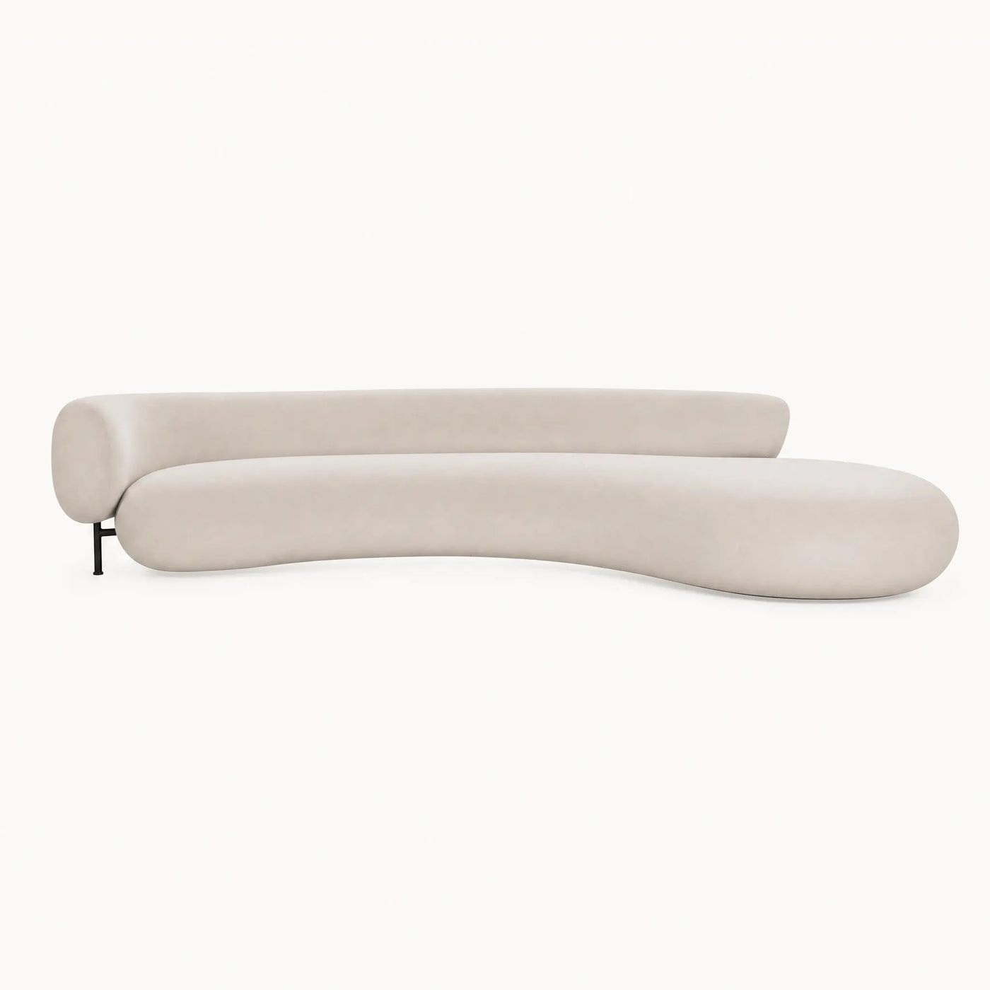 Organic Curved Beige Fabric Sofa