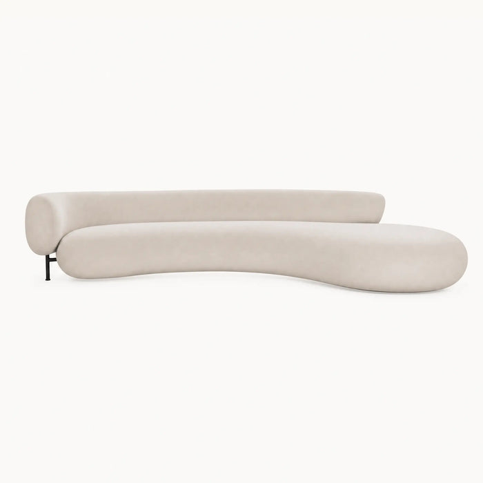 Organic Curved Beige Fabric Sofa