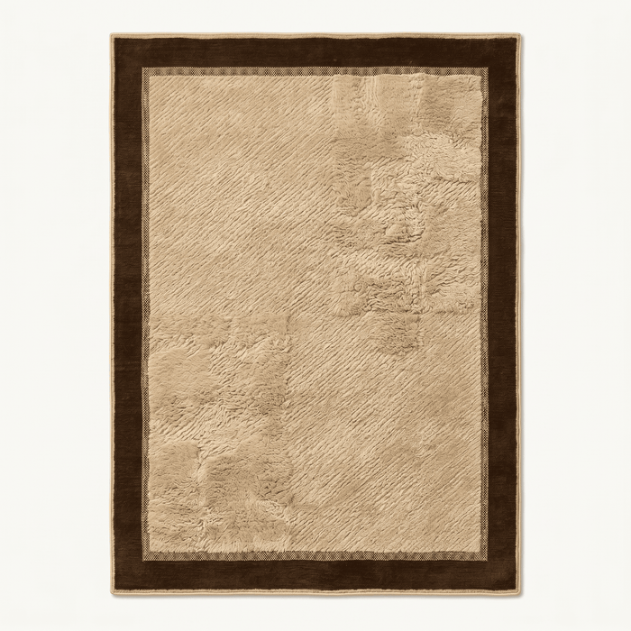 Bordered Plush Textured Area Rug