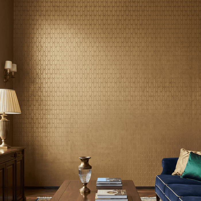 Golden Geometric Metallic Texture Wallpaper