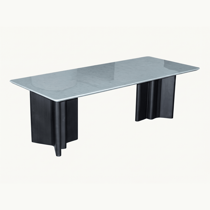 Oval Stone Top Dining Table Metal Base