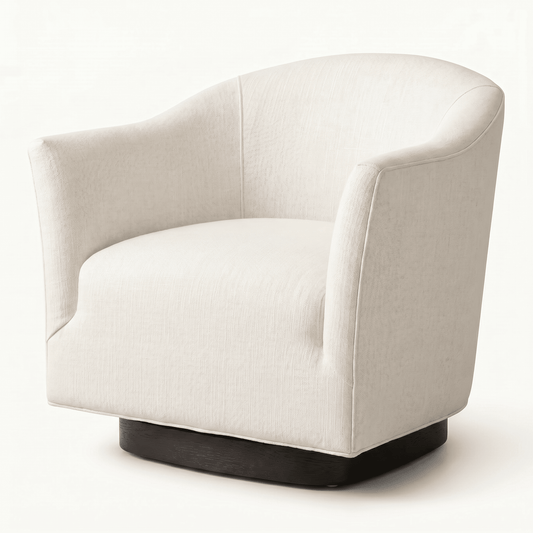 Swivel Barrel-Style Fabric Armchair