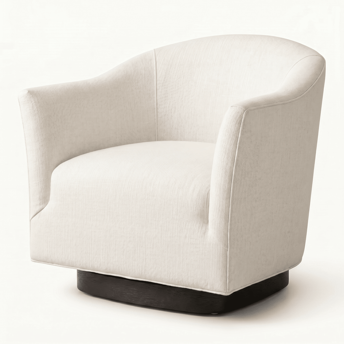 Swivel Barrel-Style Fabric Armchair