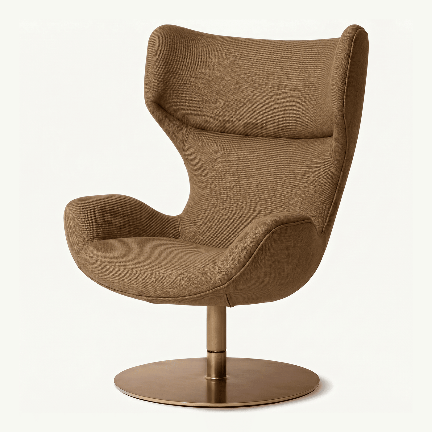 Wingback Fabric Swivel Chair with Metal Base