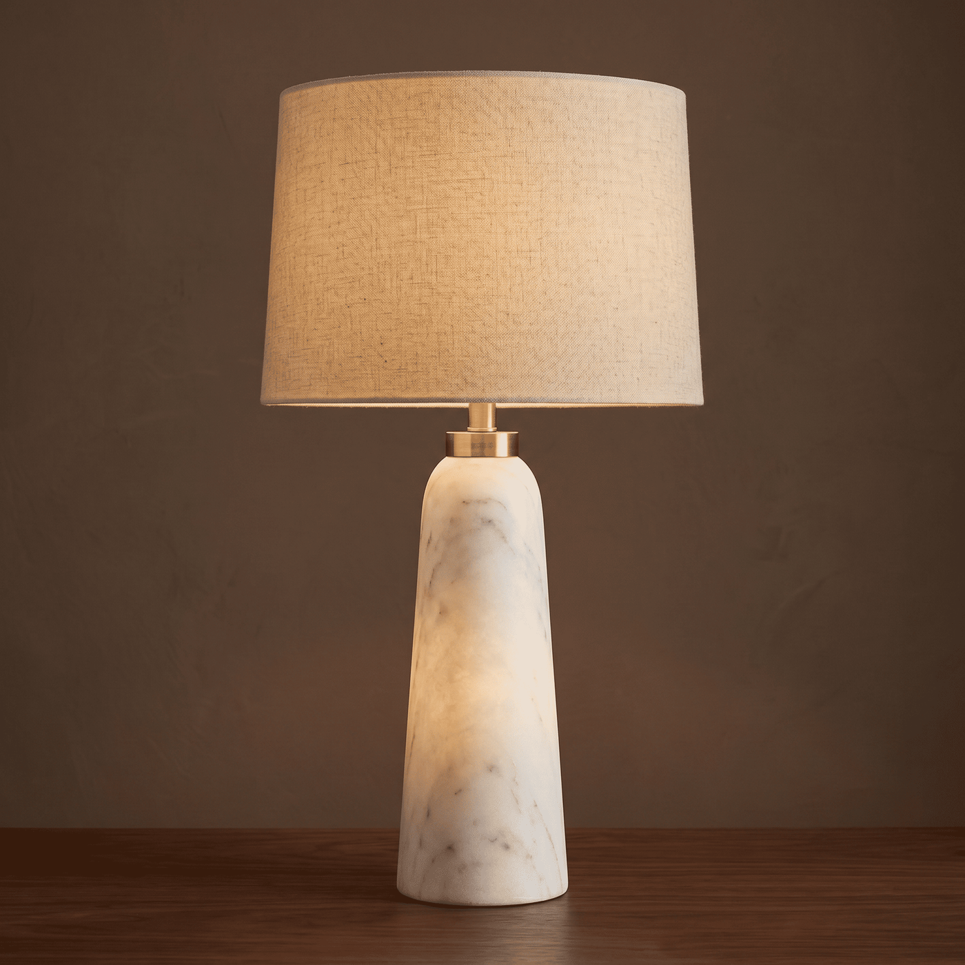 Marble and Linen Shade Table Lamp