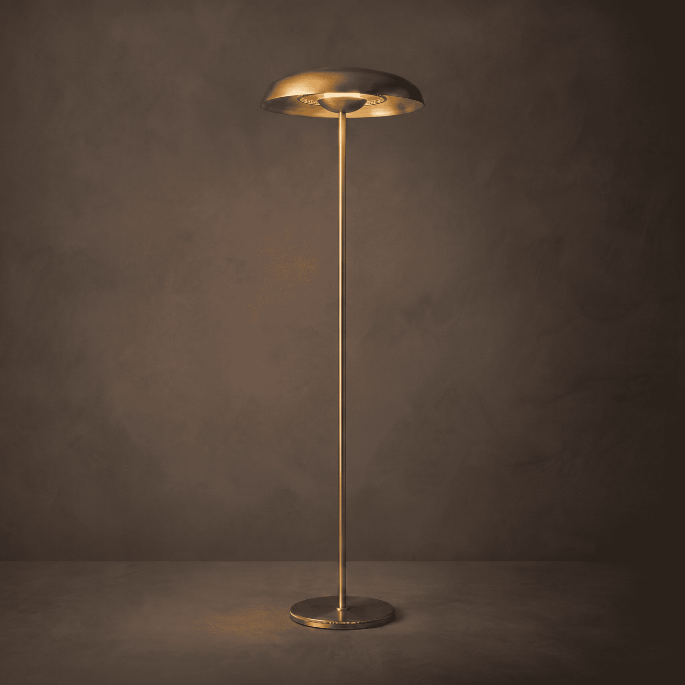 Brass Disc-Shaped LED Floor Lamp
