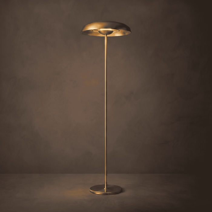 Brass Disc-Shaped LED Floor Lamp