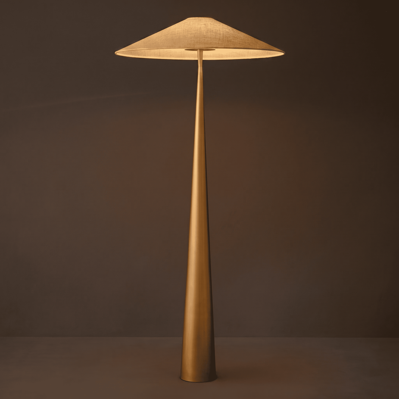 Brass Tapered Base with Linen Shade Floor Lamp