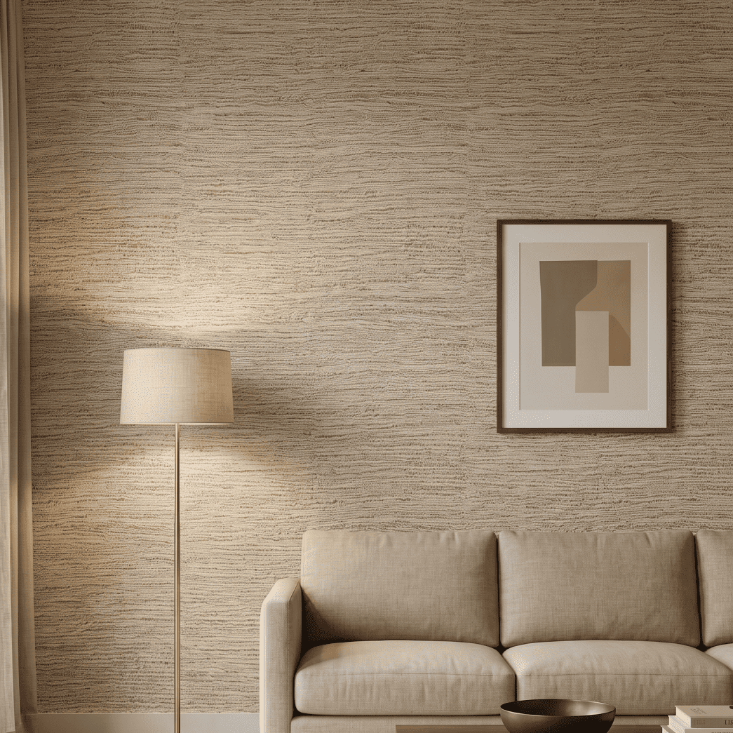 Neutral Beige Chunky Woven Textile Wallcovering