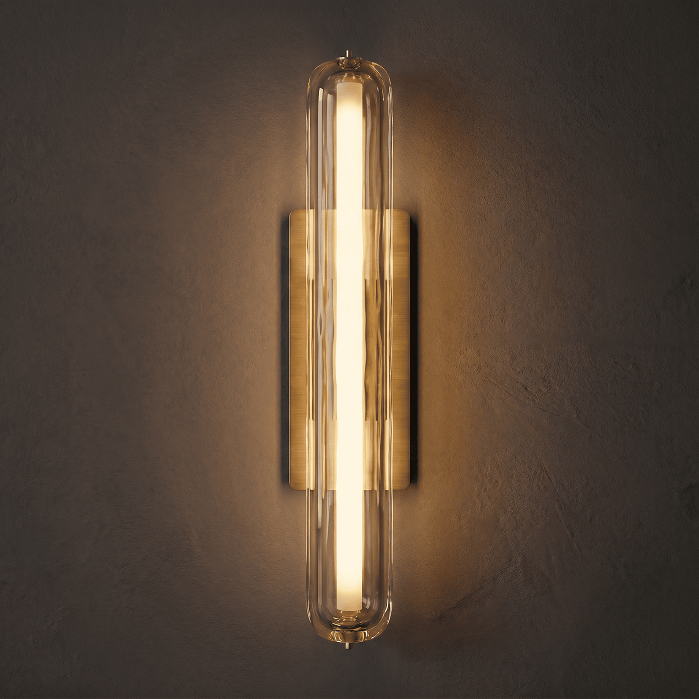 Brass Linear LED Glass Tube Wall Sconce
