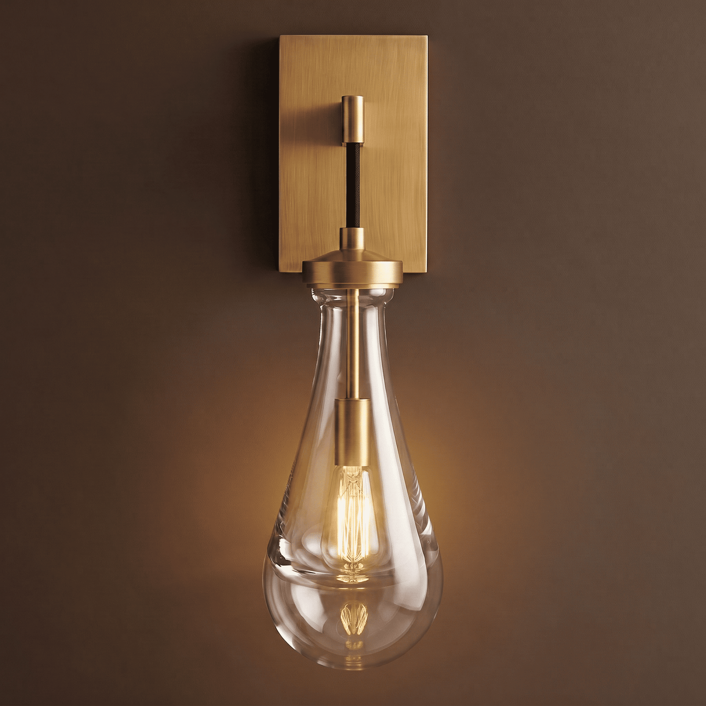 Brass Teardrop Glass Shade Wall Sconce