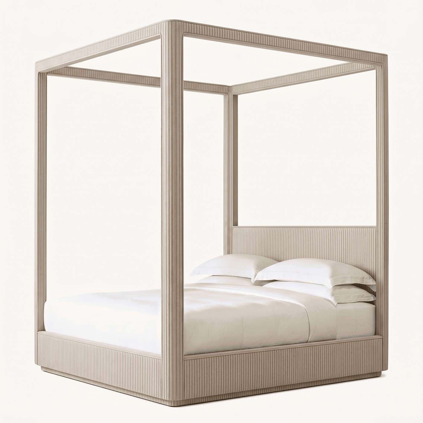 Vertical Channel Tufted Canopy Bed