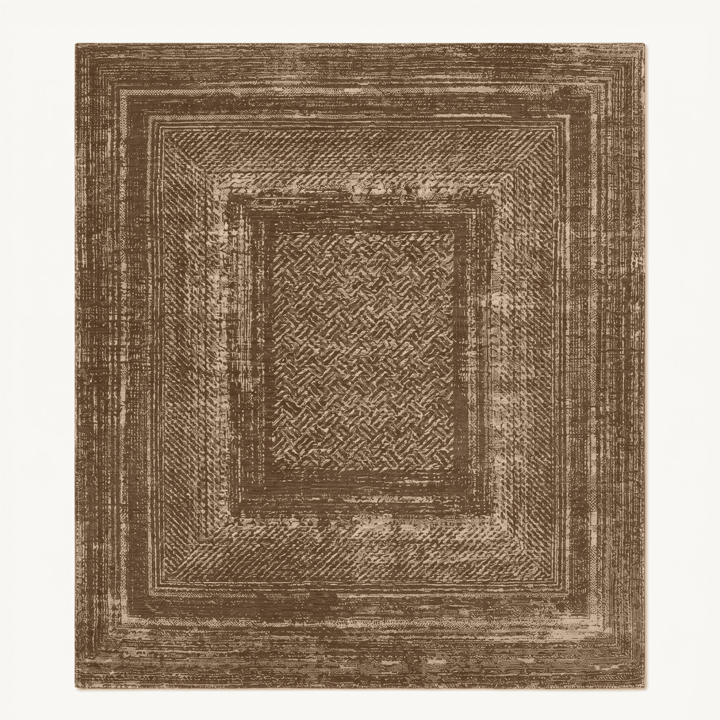 Faded Geometric Bordered Area Rug