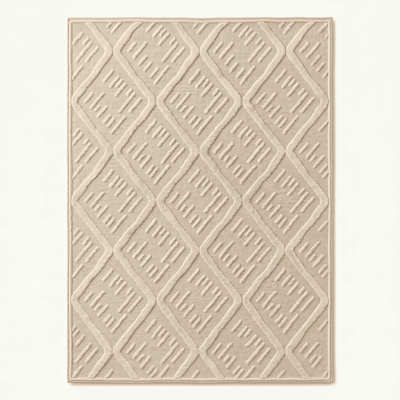Embossed Diamond Pattern Neutral Tone Rug
