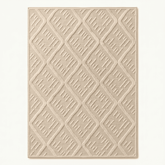Embossed Diamond Pattern Neutral Tone Rug
