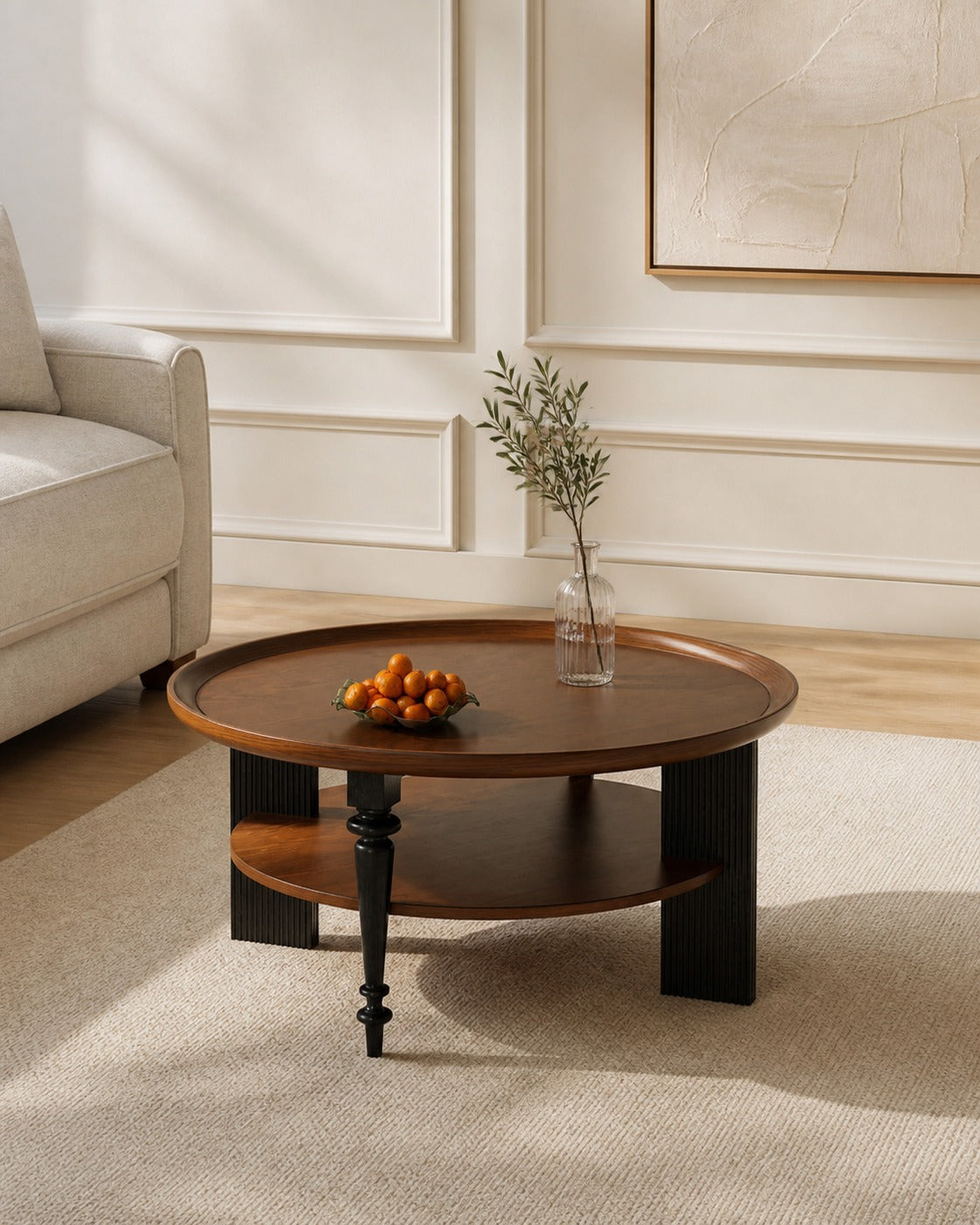 Caprona Round Coffee Table in a finished interior.