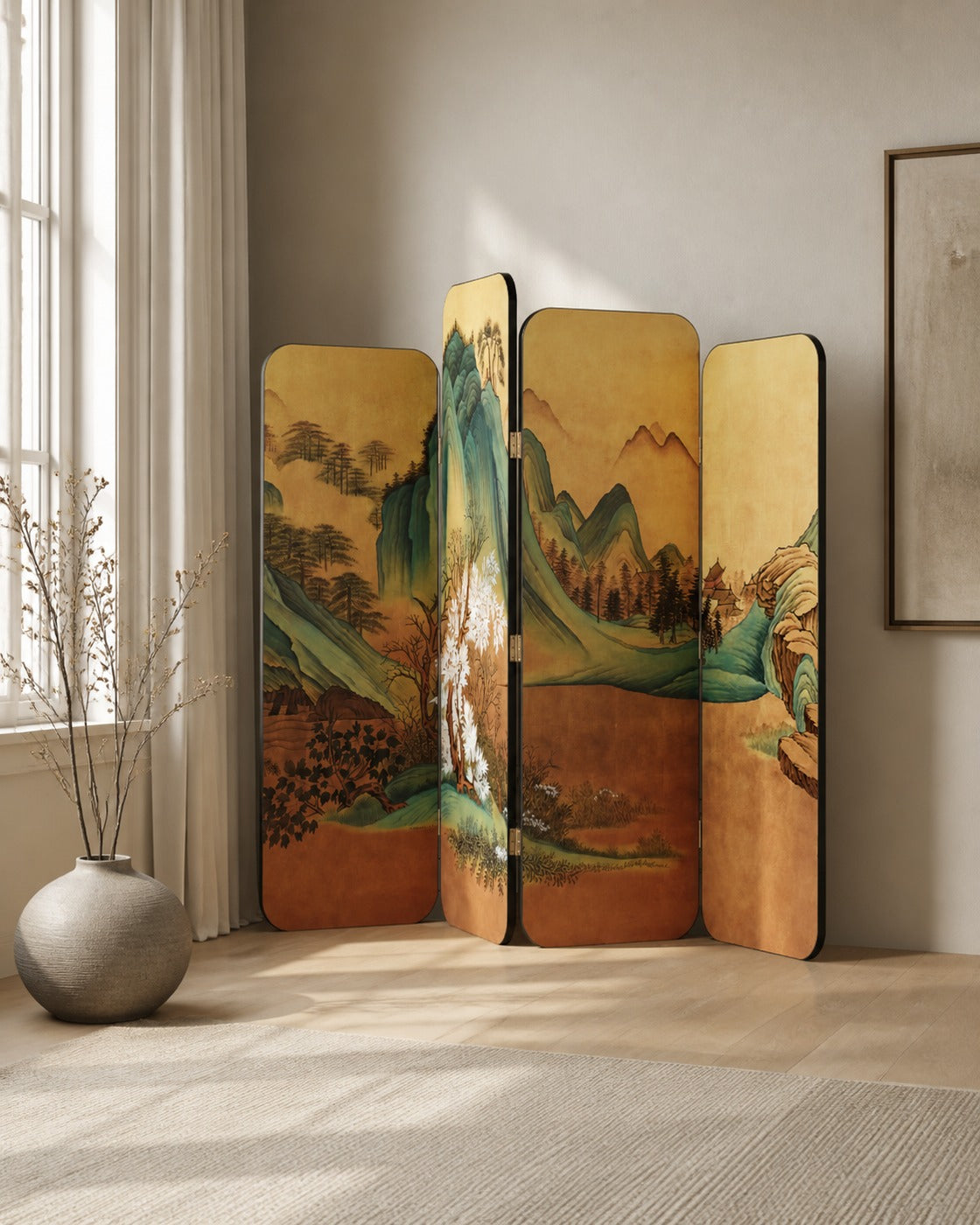 Lavier Painted Screen in a finished interior.