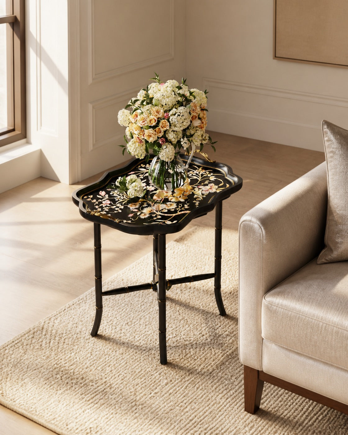 Carter Painted Side Table in a finished interior.