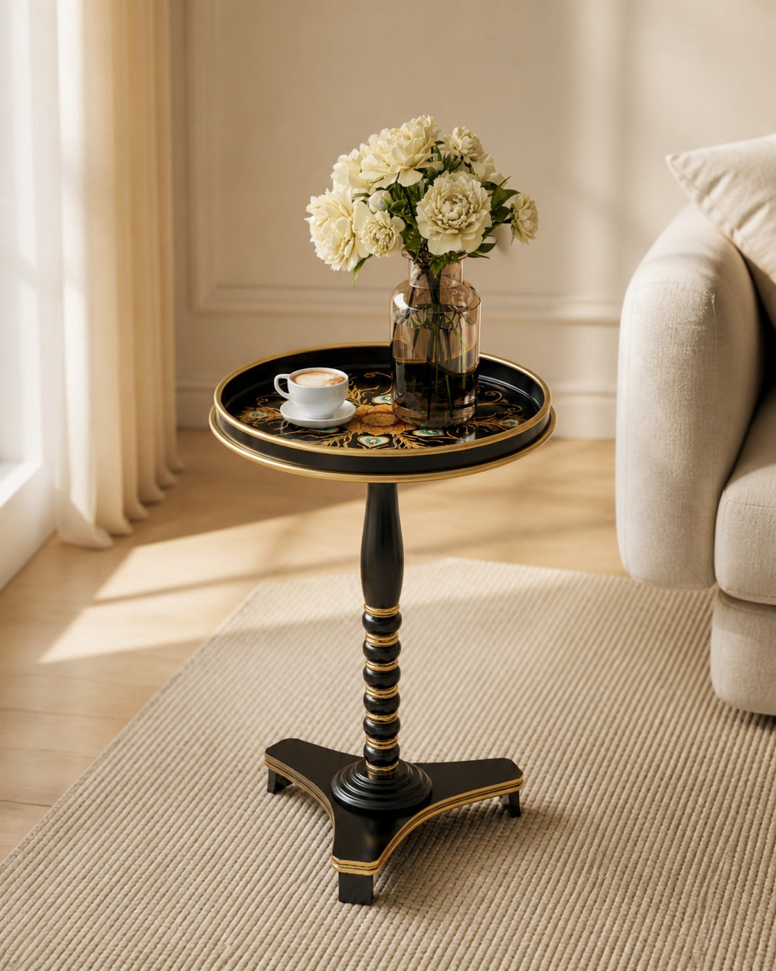 Nori Painted Side Table in a finished interior.