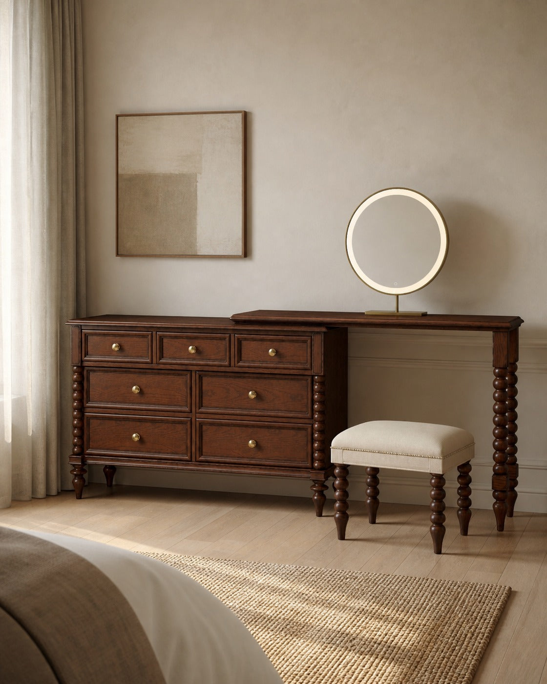 Anna Extendable Vanity in a finished interior.