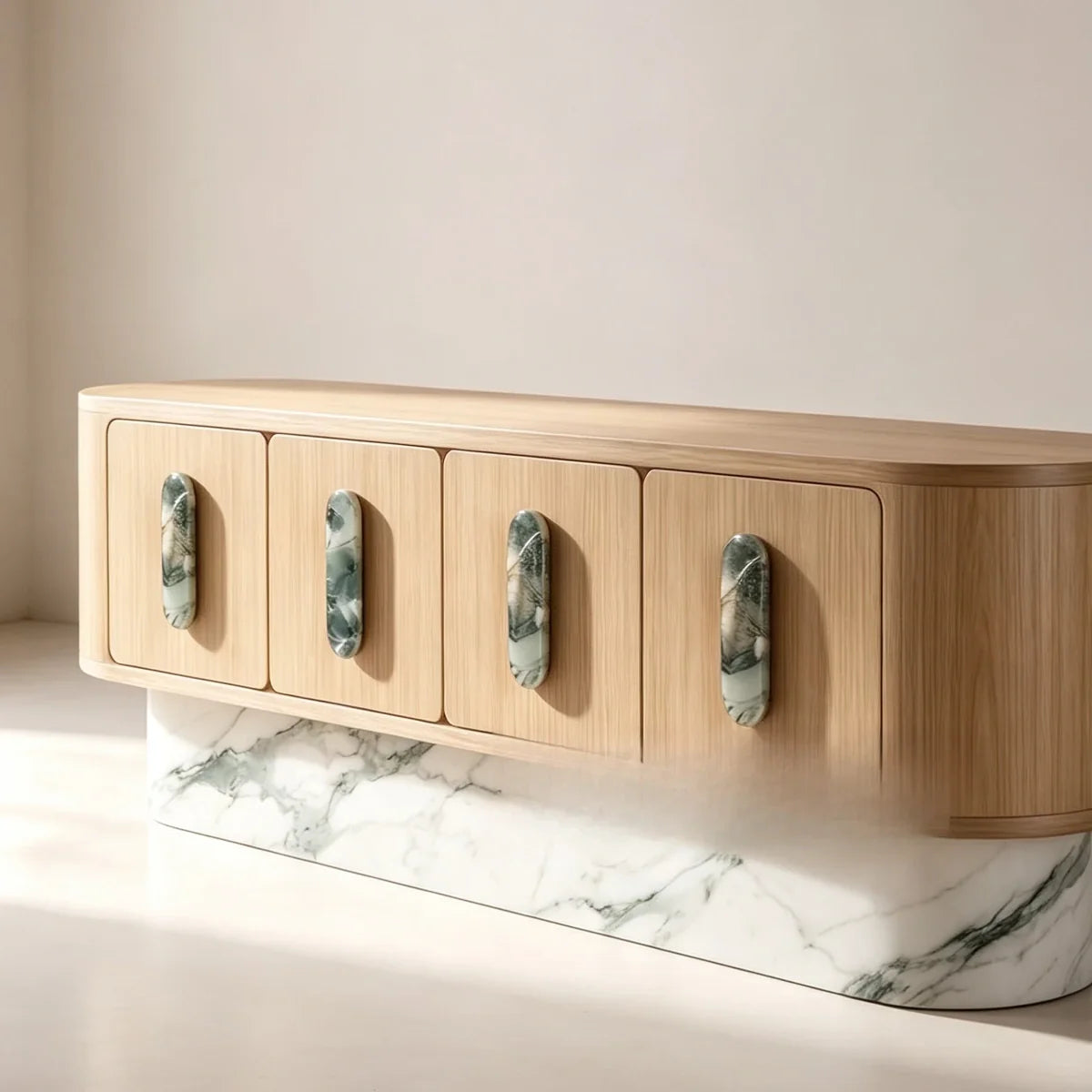 A00053 Marble Base Oak Sideboard — view 01