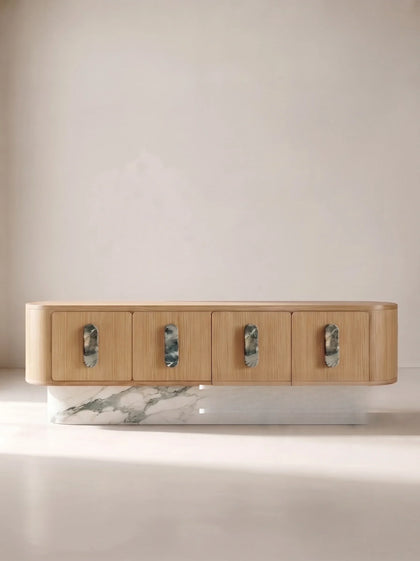 A00053 Marble Base Oak Sideboard — view 02