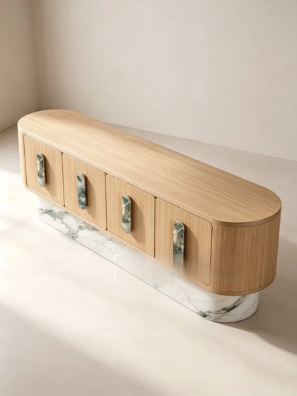 A00053 Marble Base Oak Sideboard — view 04