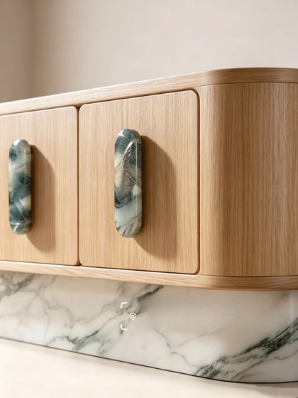 A00053 Marble Base Oak Sideboard — view 05