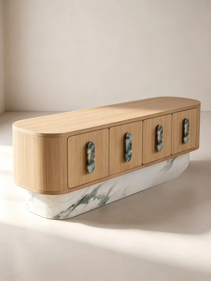 A00053 Marble Base Oak Sideboard — view 06