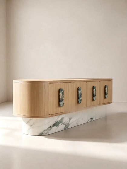 A00053 Marble Base Oak Sideboard — view 07