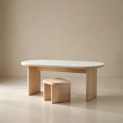 A00046 Marble Top Ash Dining Table — view 01