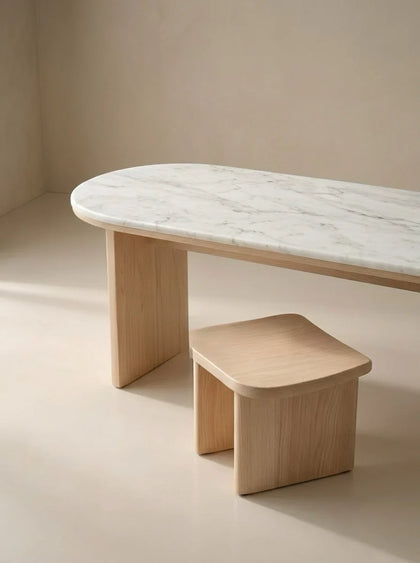 A00046 Marble Top Ash Dining Table — view 02