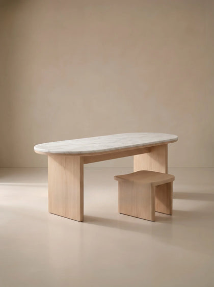 A00046 Marble Top Ash Dining Table — view 04