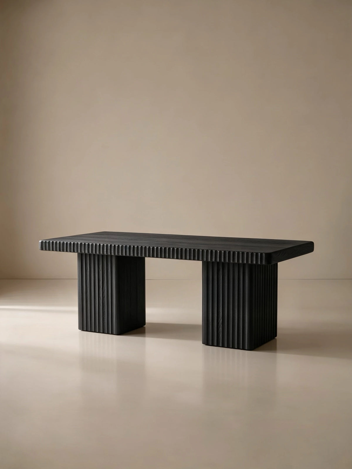 Zaccaria Fluted Ash Dining Table in a finished interior.